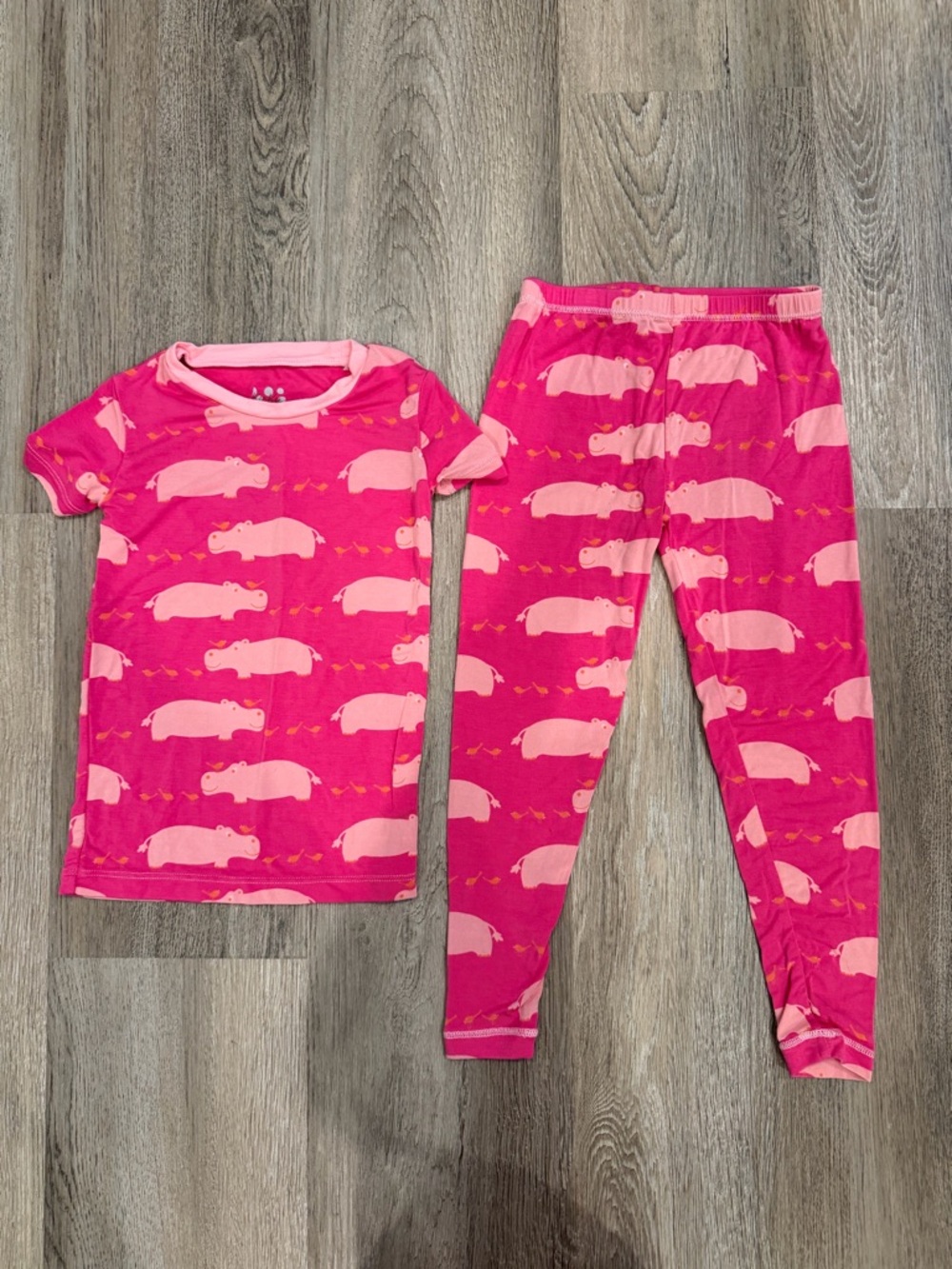Kickee Pants Hot Pink Hippo Pajama Set